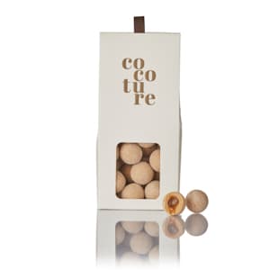 Cocoture æske i hvid med karamel chokoladekugler - 95-100g