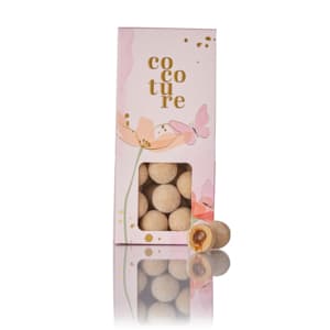Cocoture æske i lyserød med karamel chokoladekugler - 95-100g