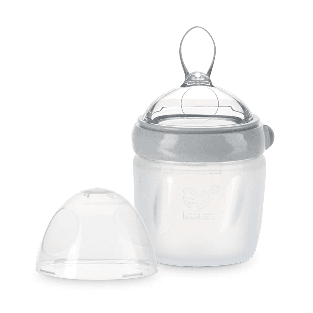 Haakaa Flaske med ske 160ml - Grey