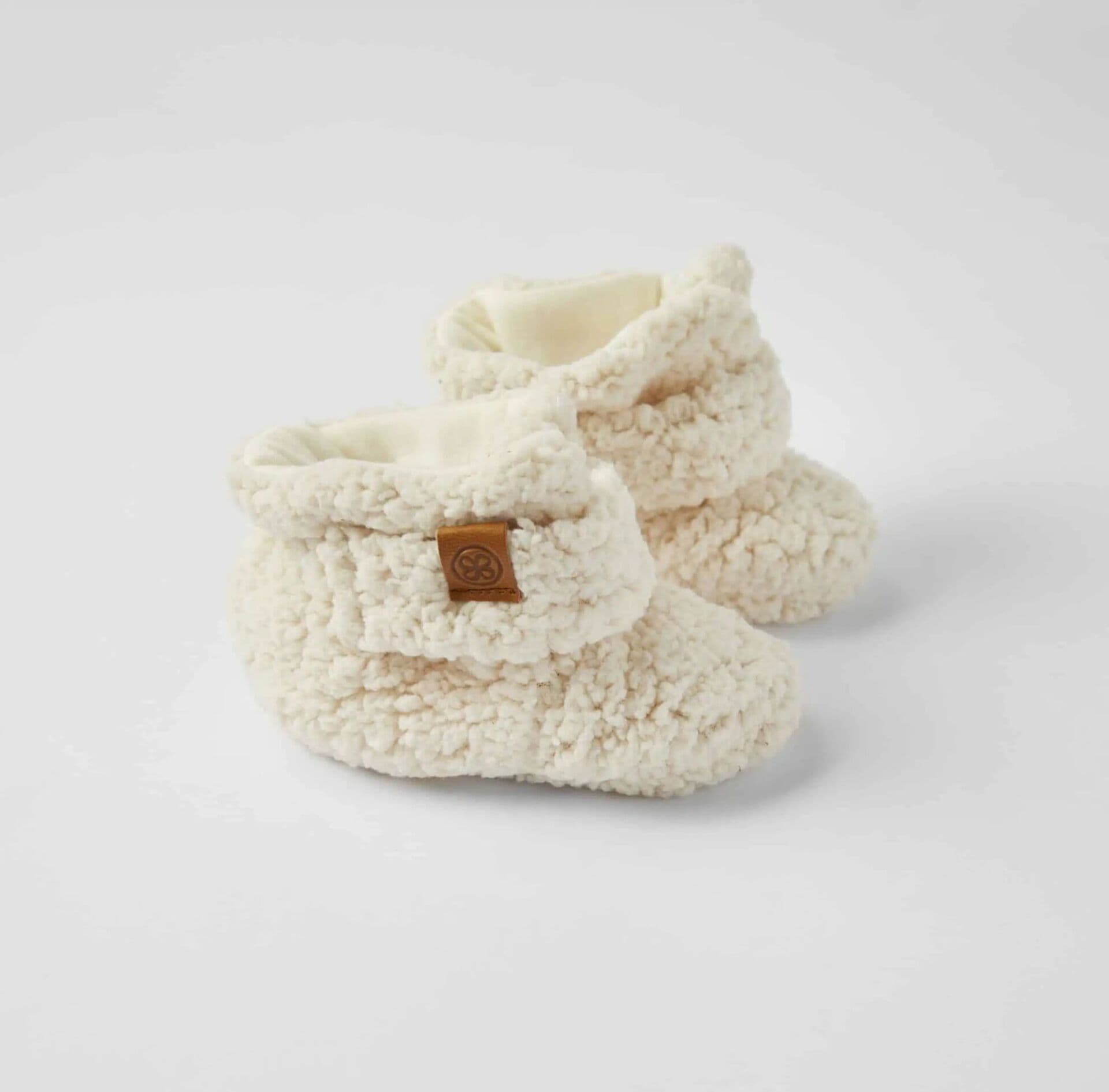 Cloby Teddy Booties - Off White - 0-6m