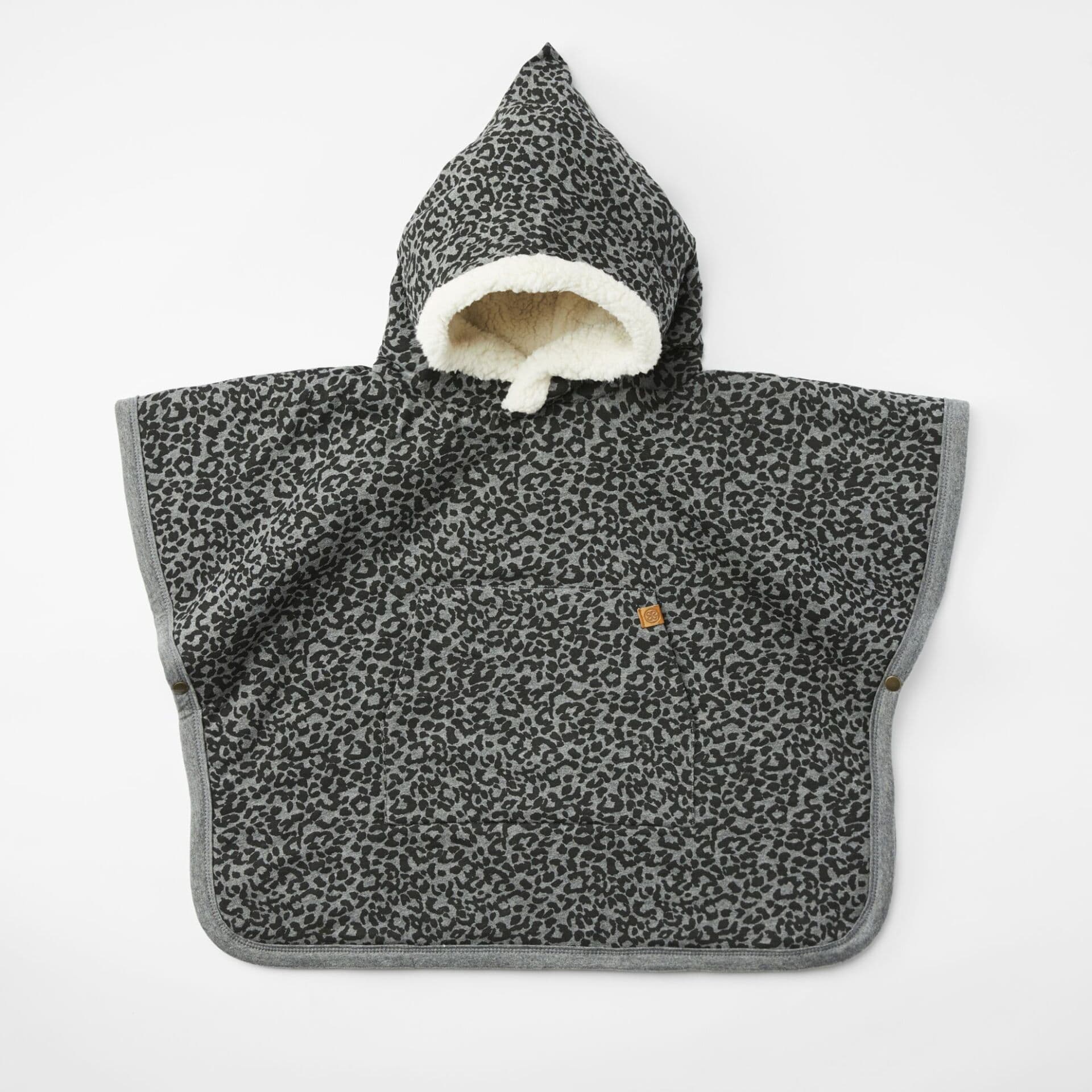 Cloby Teddy Poncho Leopard Grey