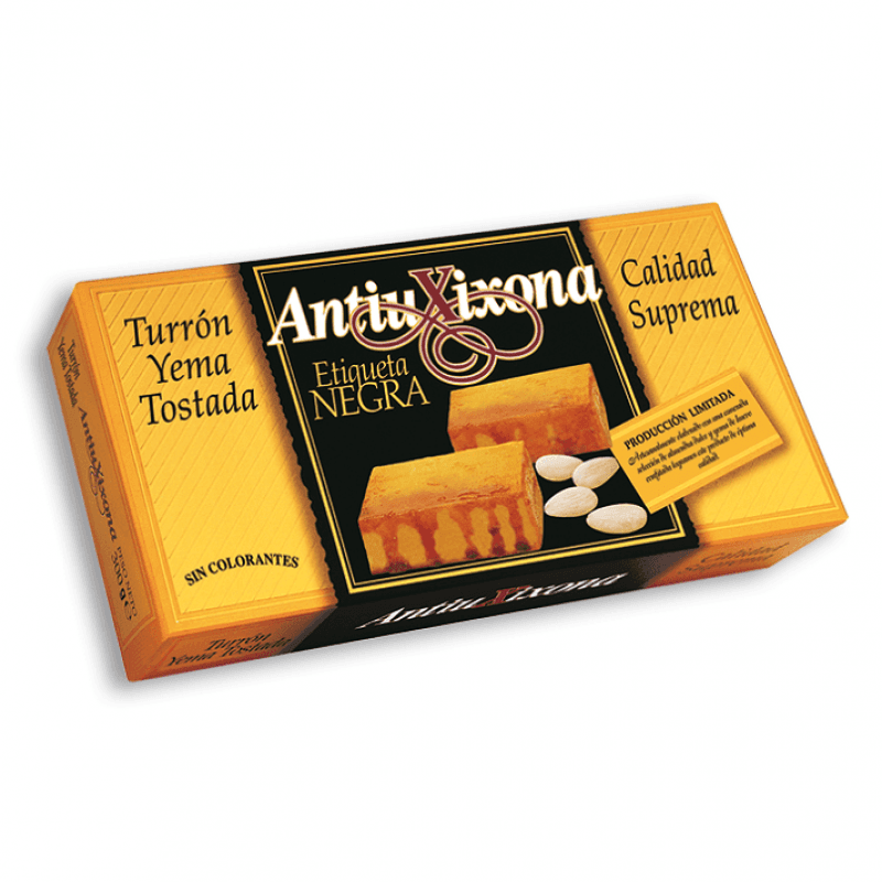 Turrón Yema Tostada Antiu Xixona Etiqueta Negra