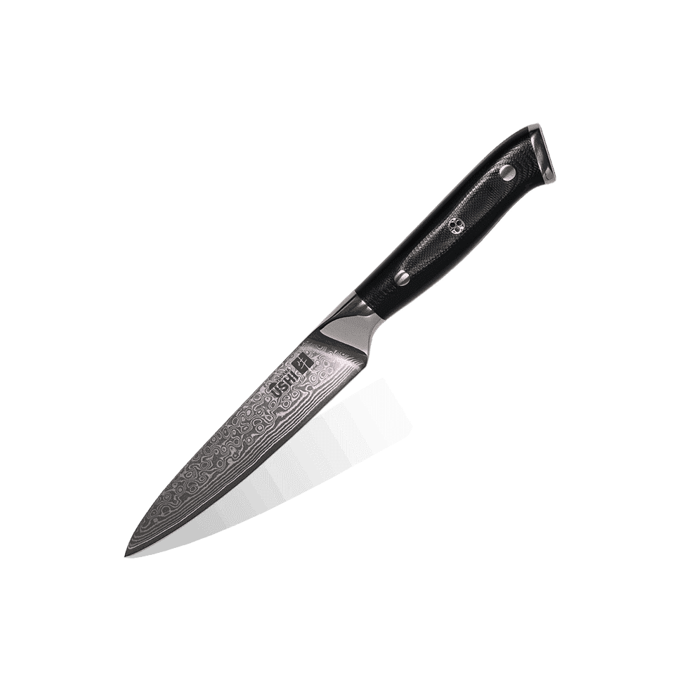 Ushi | Petty 130mm | Japansk utility kniv | Rinzen #2 & Damaskus67