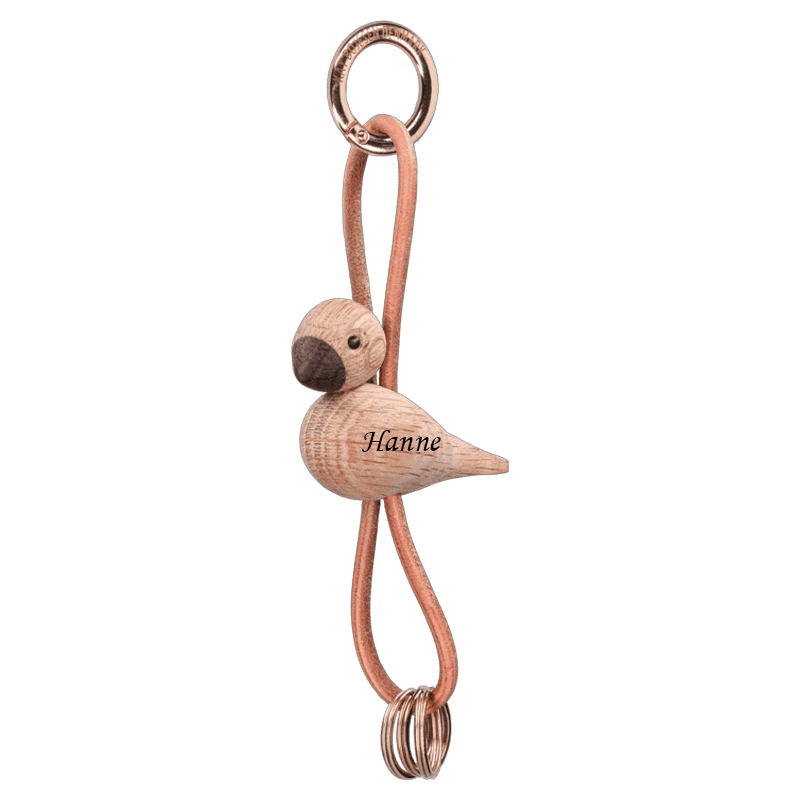 Kay Bojesen Nøglering Fugl 6 cm, Eg/Guld