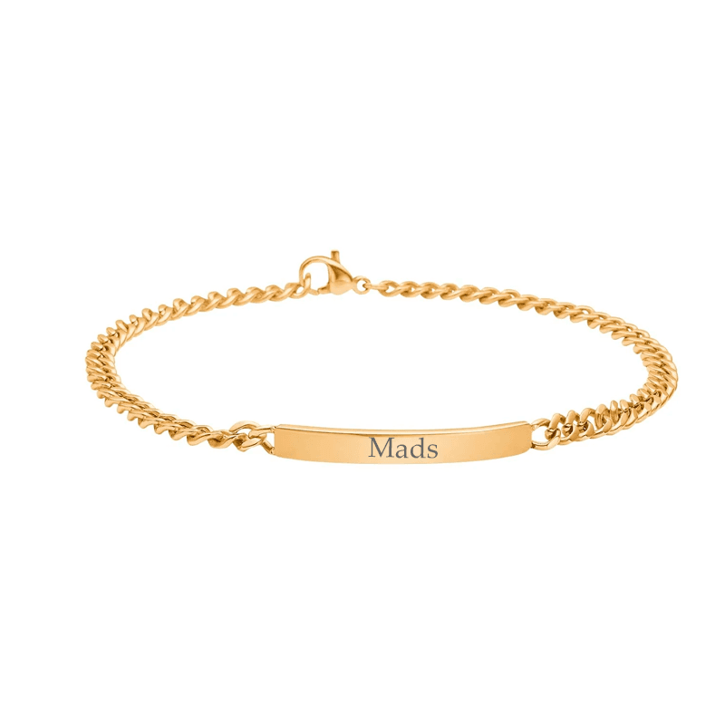 SON OF NOA - Armbånd forgyldt stål med plade 3,5mm 23 cm