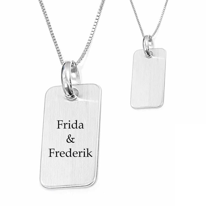 Dahl Dogtag massiv sølv 19 x 30 mm inkl. kæde