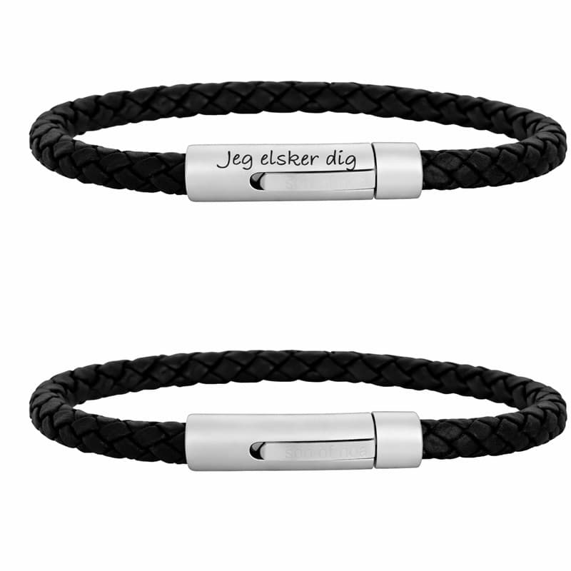 SON OF NOA armbånd sort kalveskind 19cm