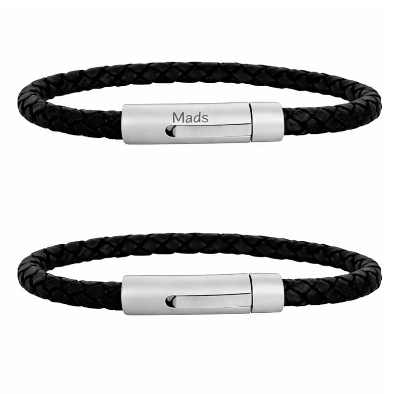 SON OF NOA armbånd sort kalveskind 23cm