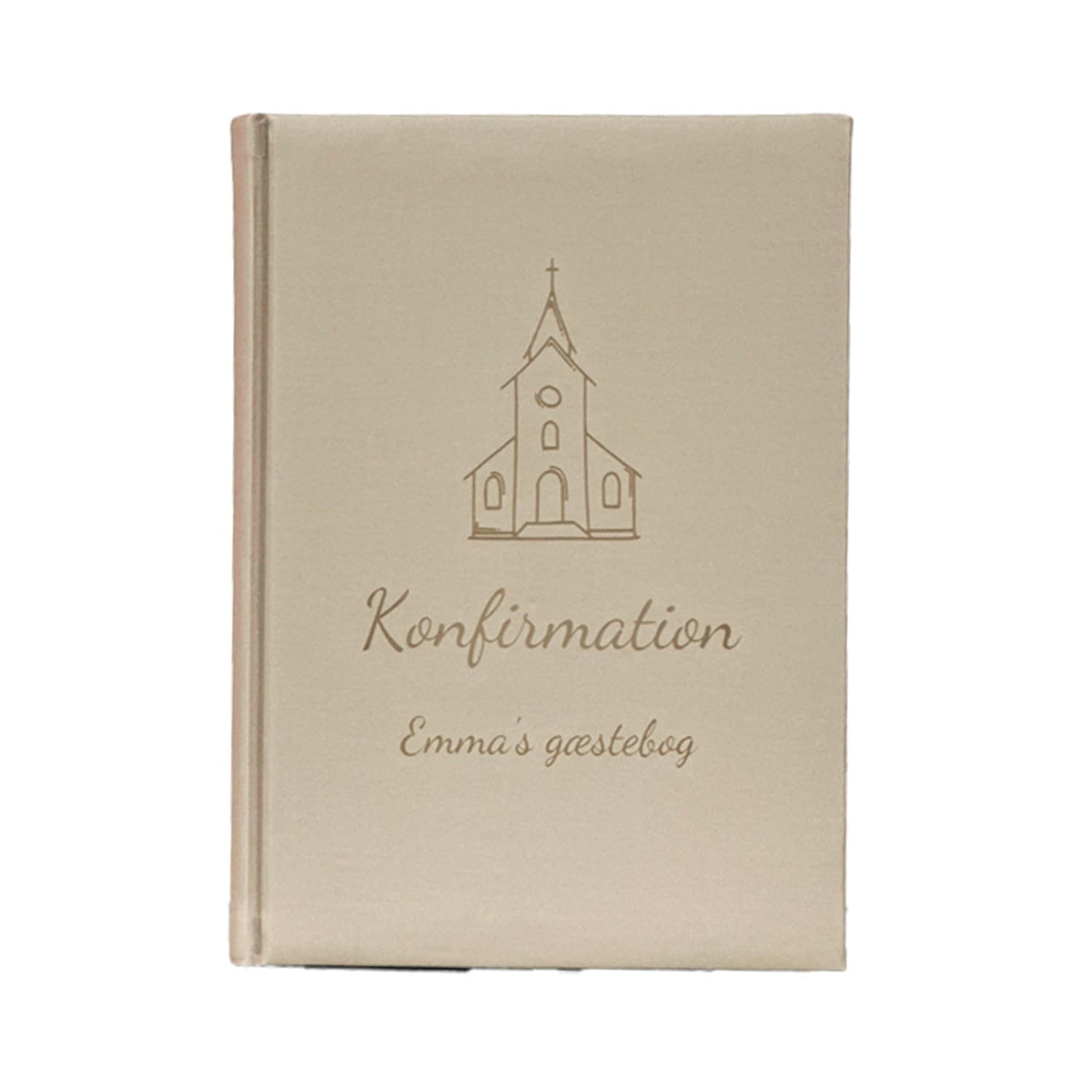 Gæstebog Beige til konfirmation med linjer 17,5 x 24,5 cm
