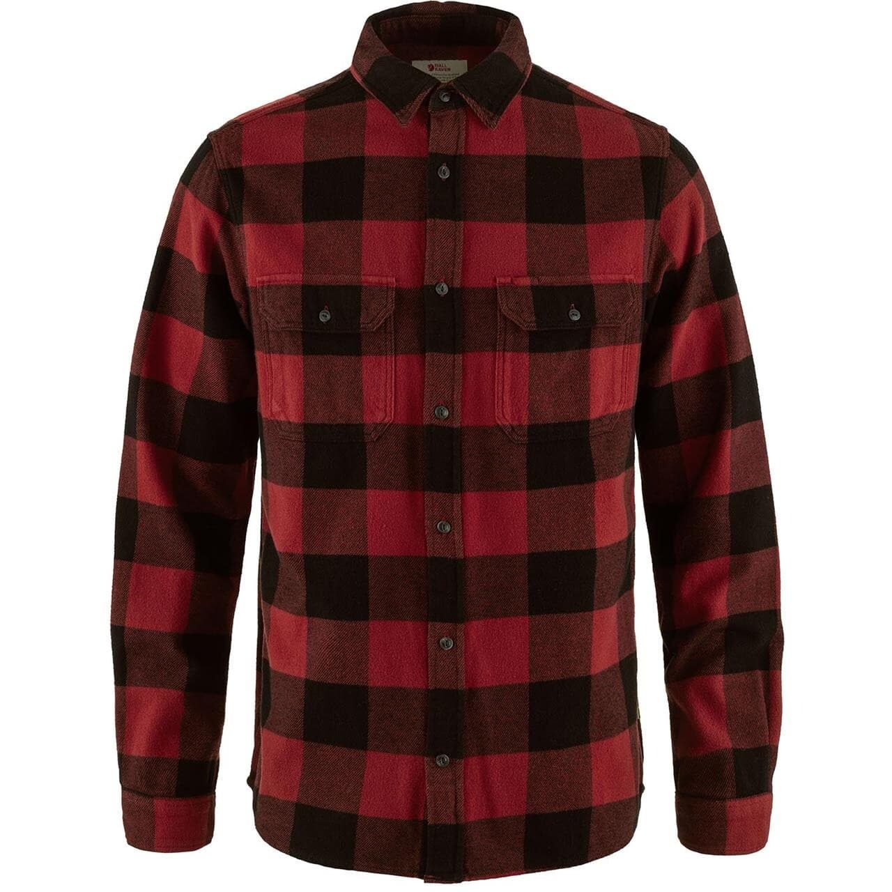 Fjällräven Mens Övik L/S Heavy Flannel Shirt  (Rød (RED-BLACK/320-550) Large)