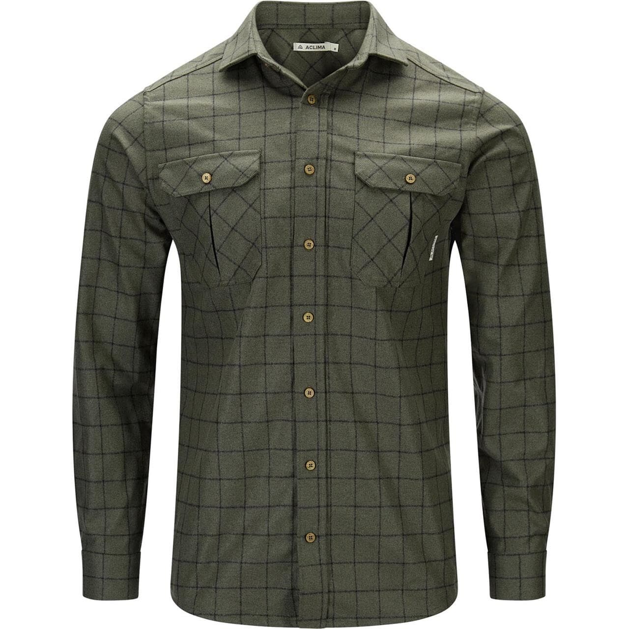 Aclima Mens Leisurewool Reborn Woolshirt  (Grøn (GRID FOREST/DARK GREY) Medium)
