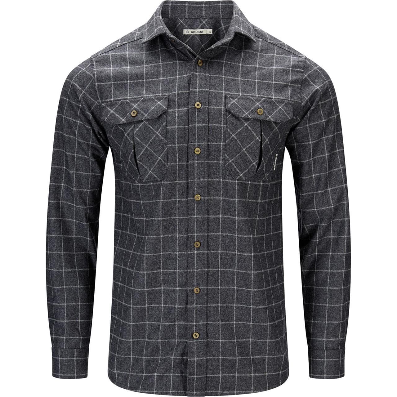 Aclima Mens Leisurewool Reborn Woolshirt  (Sort (GRID SLATE/LIGHT GREY) X-small)