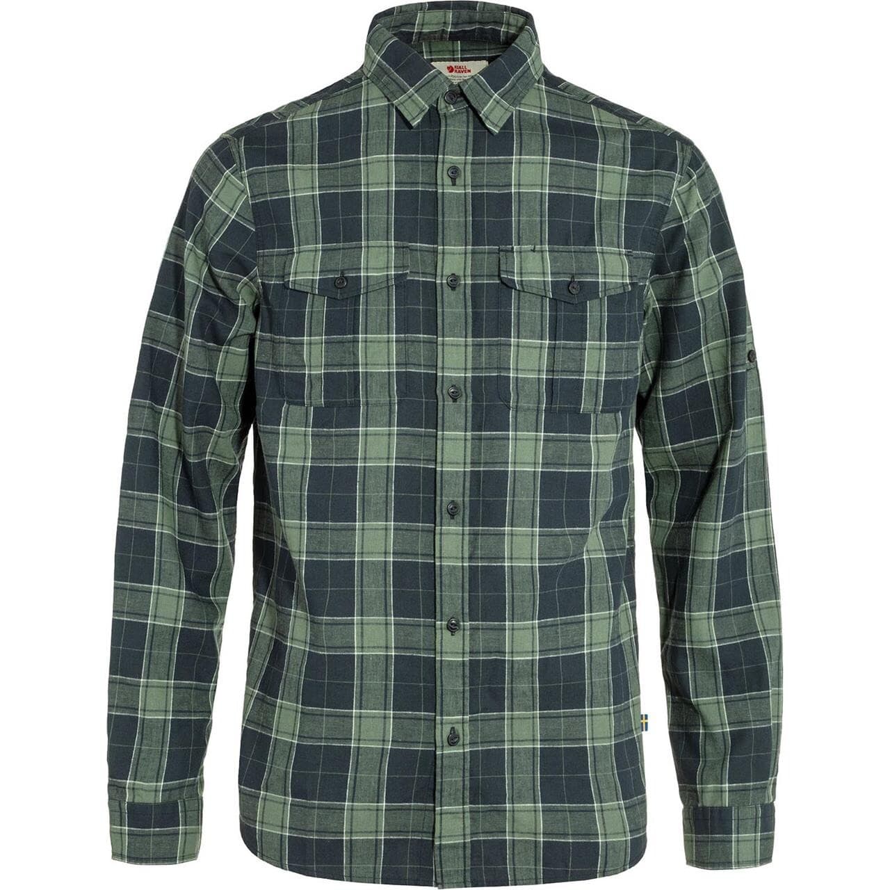 Fjällräven Mens Övik Travel Shirt L/S  (Blå (DARK NAVY-PATINA GREEN/555-614) Medium)