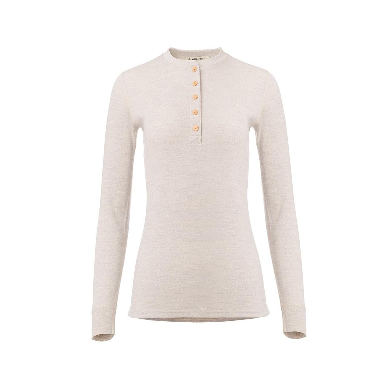 Aclima Womens WarmWool Granddad Shirt (Beige (BEIGE MELANGE) XX-large)