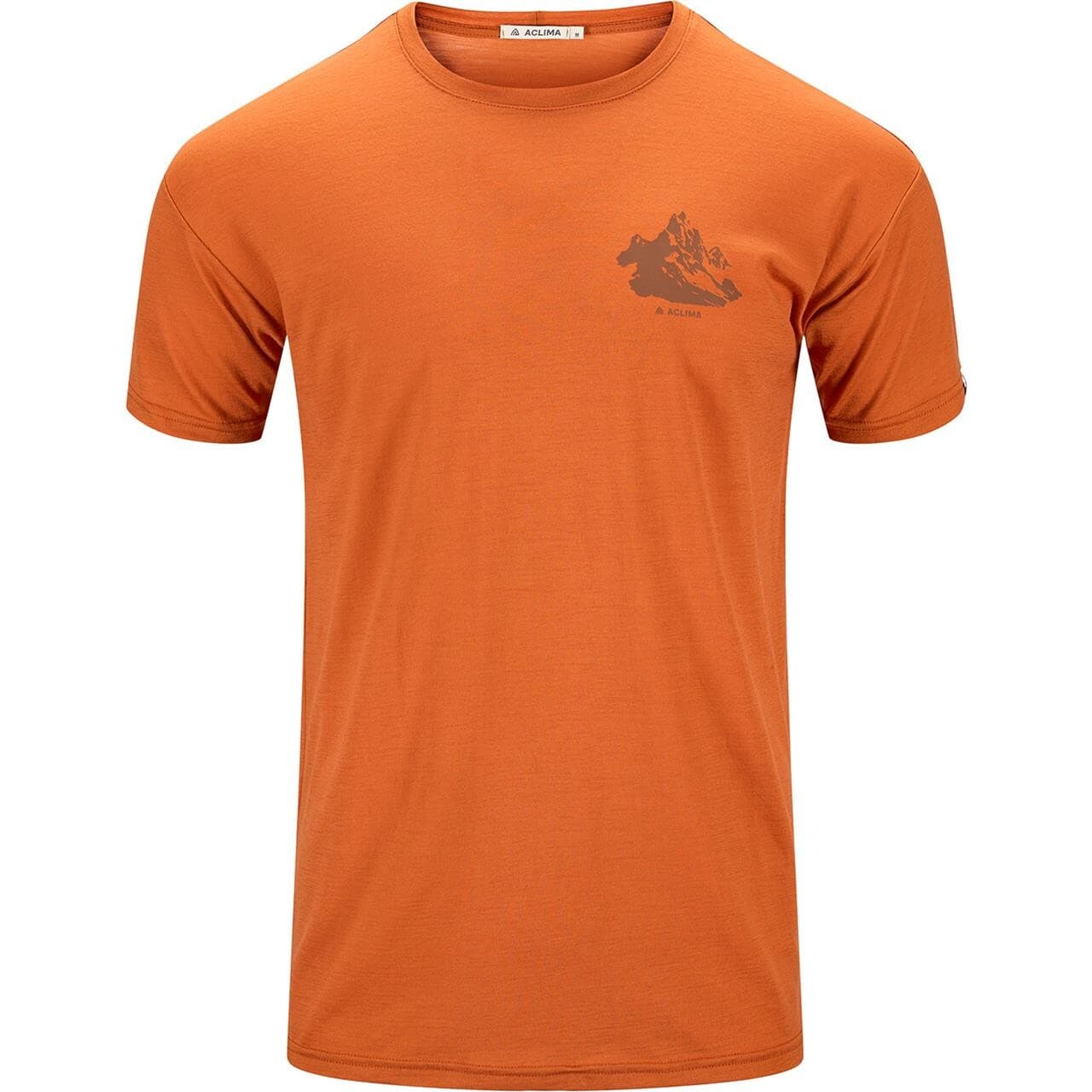 Aclima Mens LightWool Tee Print Mountain (Orange (APRICOT ORANGE) X-large)