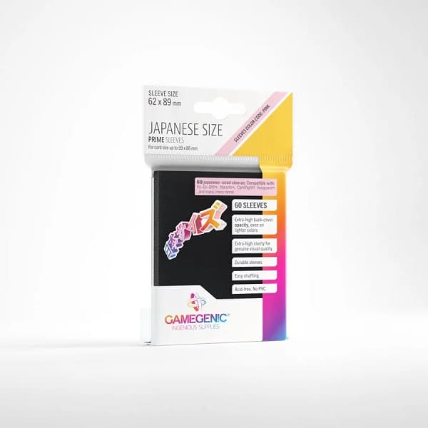 Gamegenic: Prime Sleeves: Small/Japanese Size - Black (Sort) (60 Kortlommer)