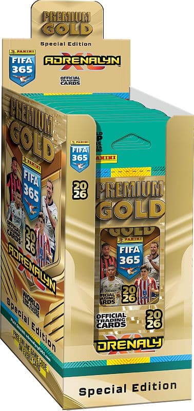 Panini Adrenalyn XL: FIFA 365 2026 Special Edition - Premium Gold Blister Display - 1 Box med 10 Premium Gold Blister-Pakker (Booster)