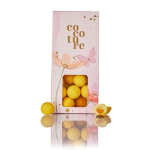 Cocoture æske i lyserød med chokoladekugler - 95-100g