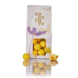 Cocoture æske i lilla med chokoladekugler - 95-100g