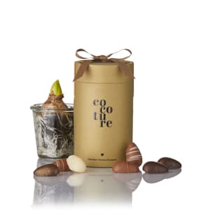 Marcipanæg i guld Cocoture gaverør - 130g