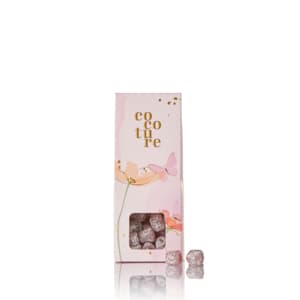 Gourmet vegansk/glutenfri vingummi m/ røde bær i lyserød Cocoture dragébox - 50g