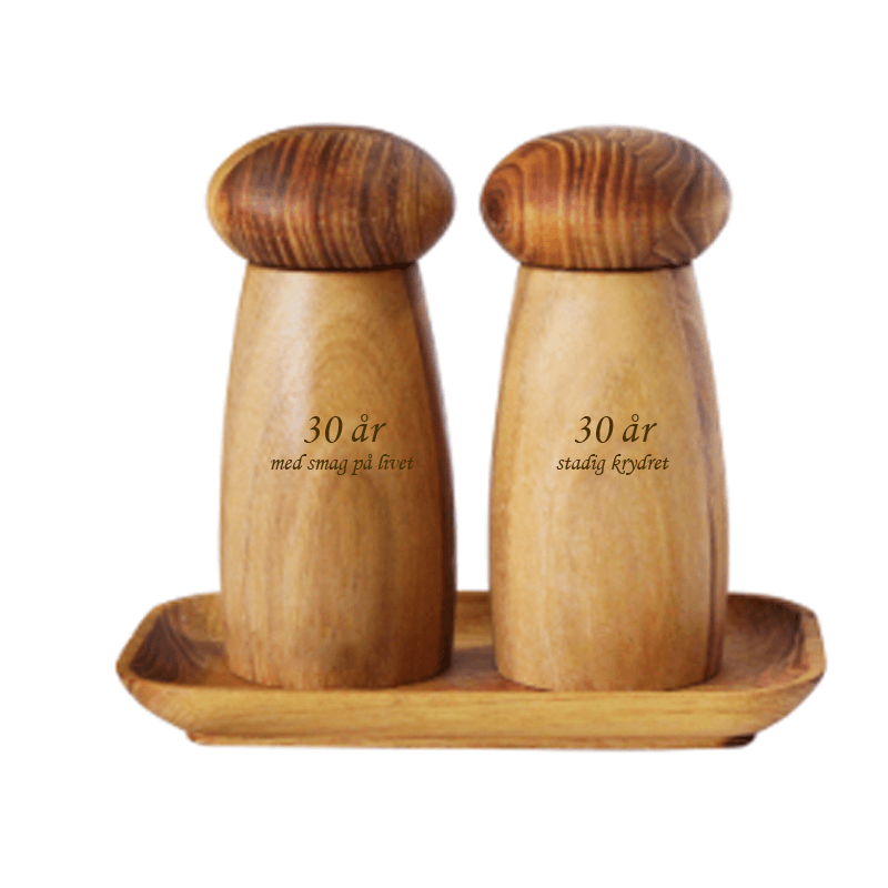 RAW Teak - salt og peber kværnesæt med bakke