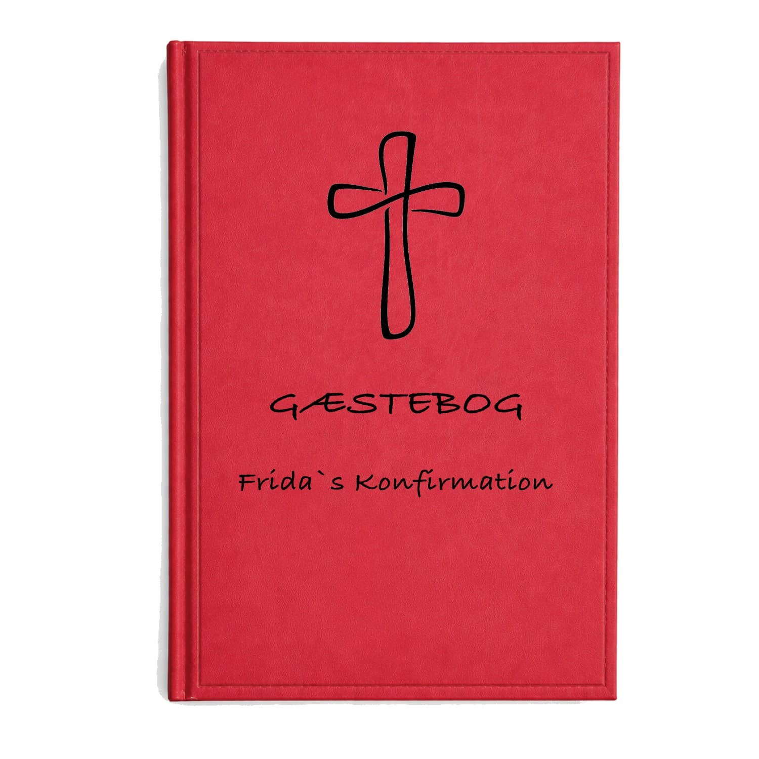 Gæstebog Rød til konfirmation uden linjer 14,5 x 21 cm