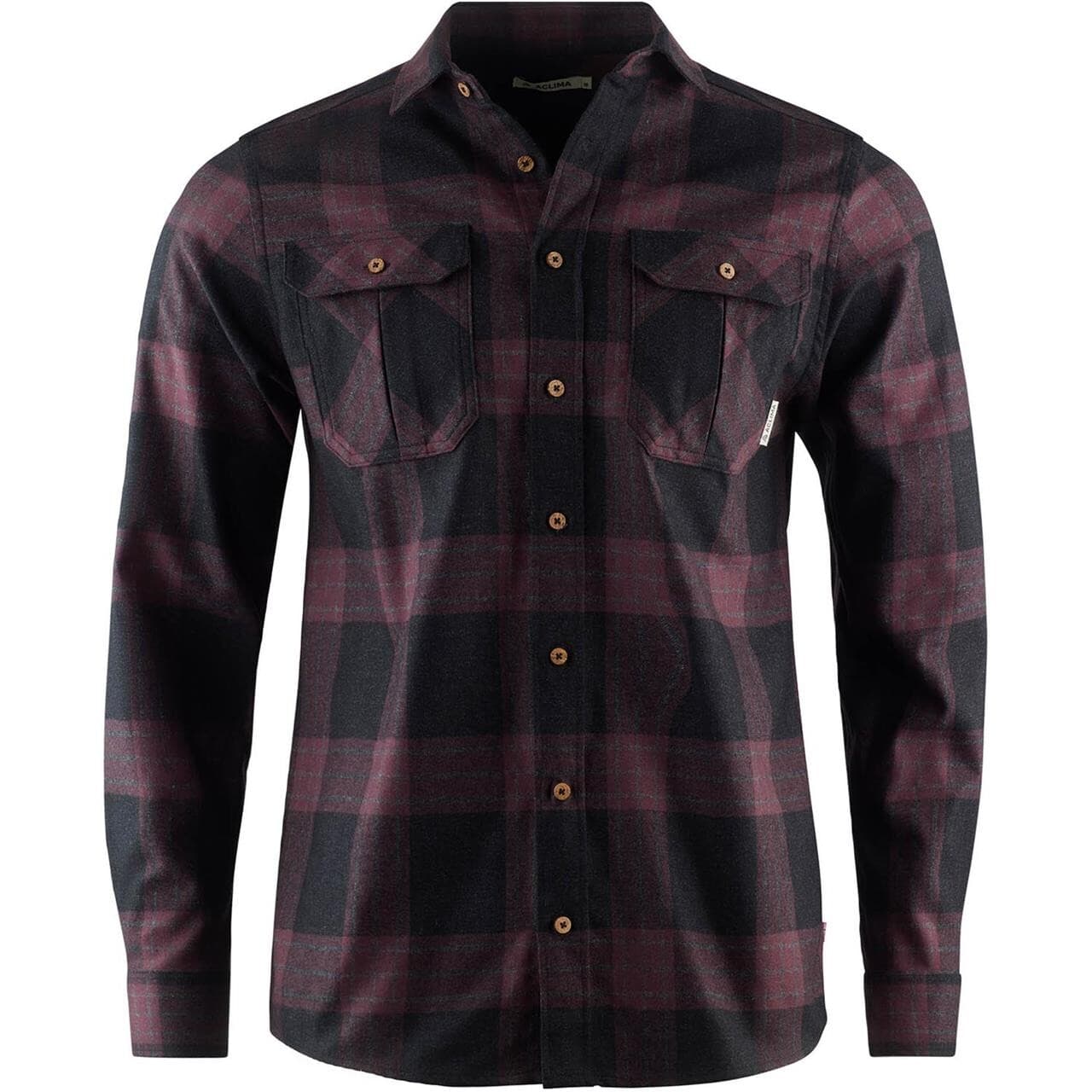 Aclima Mens Leisurewool Reborn Woolshirt (Grå (CHECK DARK GREY/BORDEAUX) XX-large)
