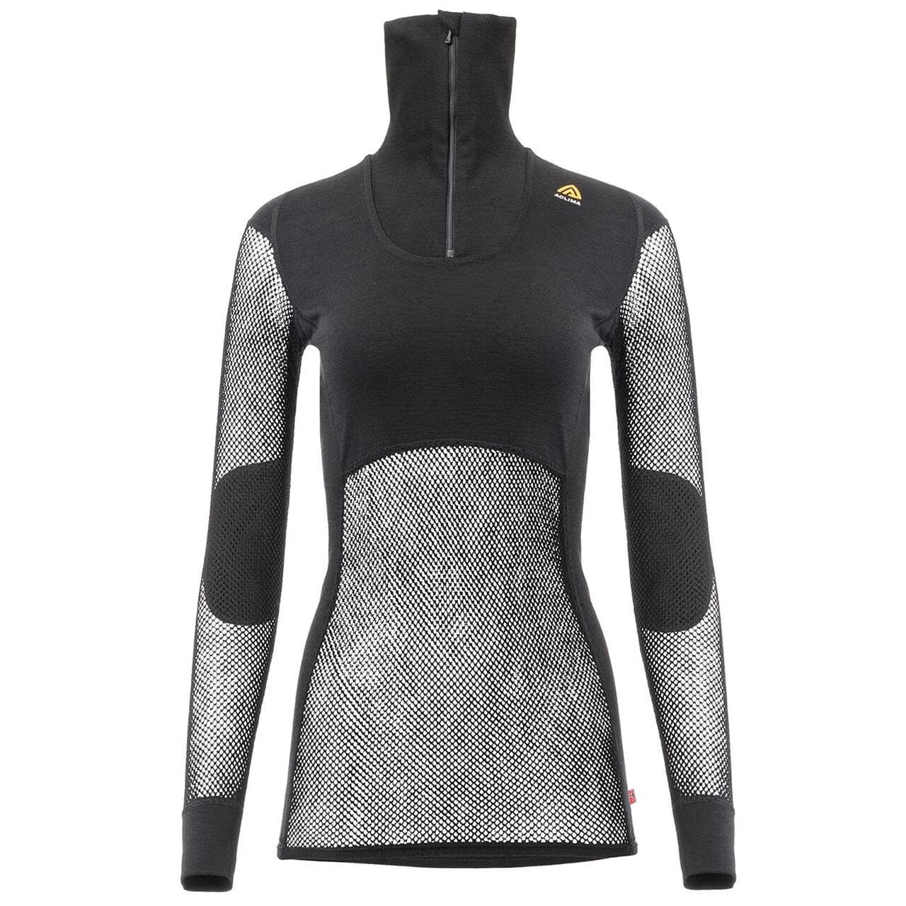 Aclima Womens Woolnet Polo W/zip (Sort (JET BLACK) Small)