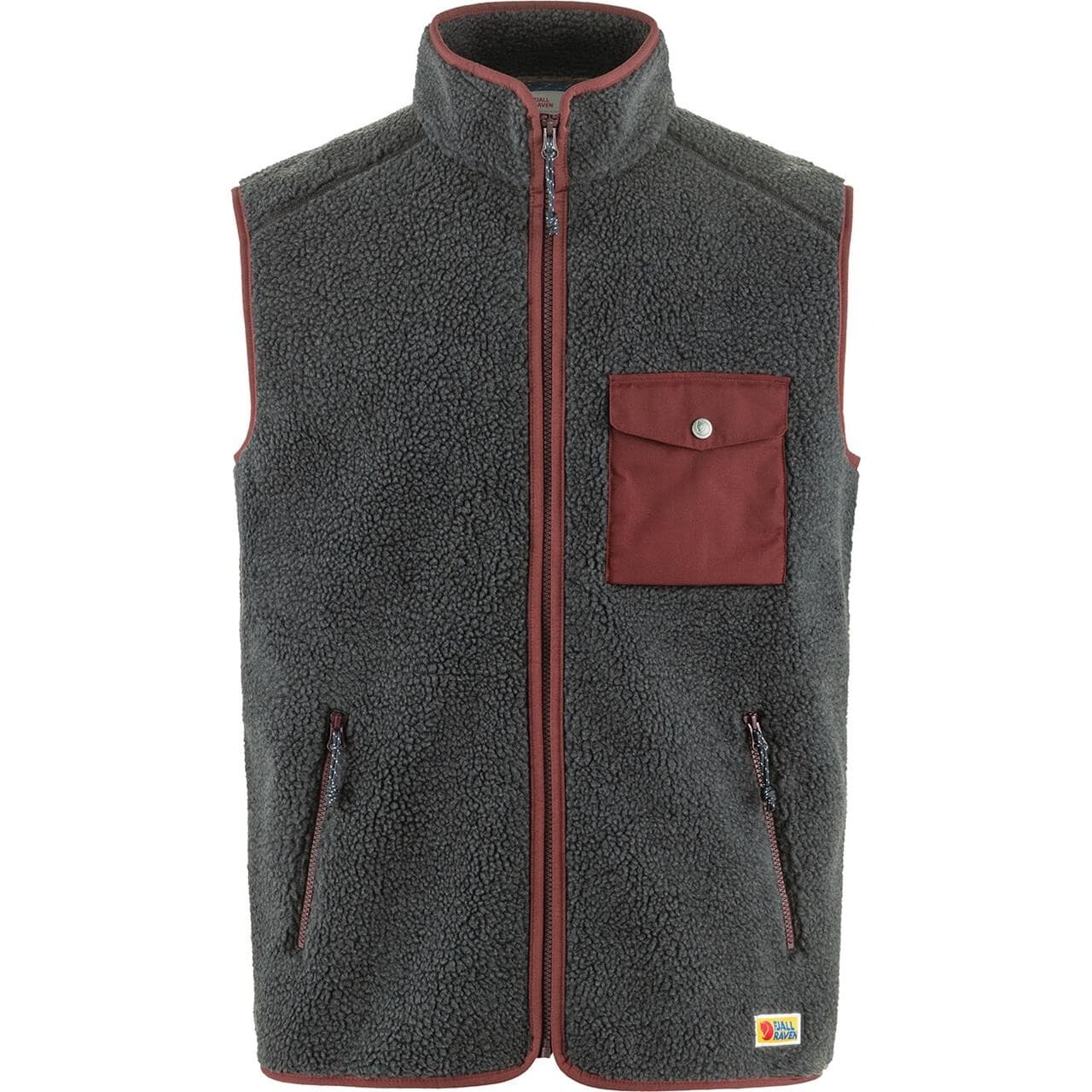 Fjällräven Mens Vardag Pile Fleece Vest (Grå (DARK GREY-MAROON/030-352) Medium)