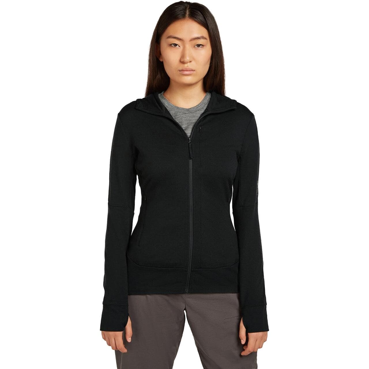 Icebreaker Womens Merino 260 Quantum L/S Zip Hoodie (Sort (BLACK) Large)