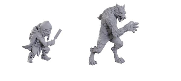 D&D - Fantasy Miniatures - Critical Role: Unpainted Miniatures - Chetney Pock O'Pea & Werewolf #WZK90411
