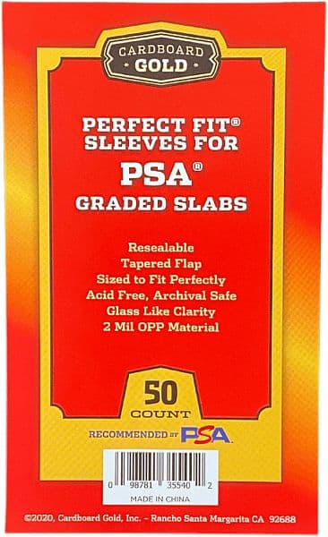 Cardboard Gold - Perfect Fit Sleeves for PSA Slabs (PSA Logo) - Pack (Box med 50 stk.) - Lommer til Gradede Kort