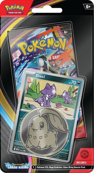 Pokemon Blister Pack - 1-Pack Checklane Blister: 1 Mega Evolution: Chaos Rising Booster Pakke + Toxel Black Star Promo & Pokemon Mønt