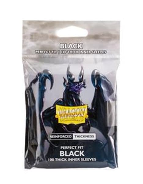 Dragon Shield Deck Protectors - Perfect Fit Thick Inner Sleeves: Black (Til Standard/63x88mm kort) - 100 lommer - Dragonshield - Sleeves #AT-13005