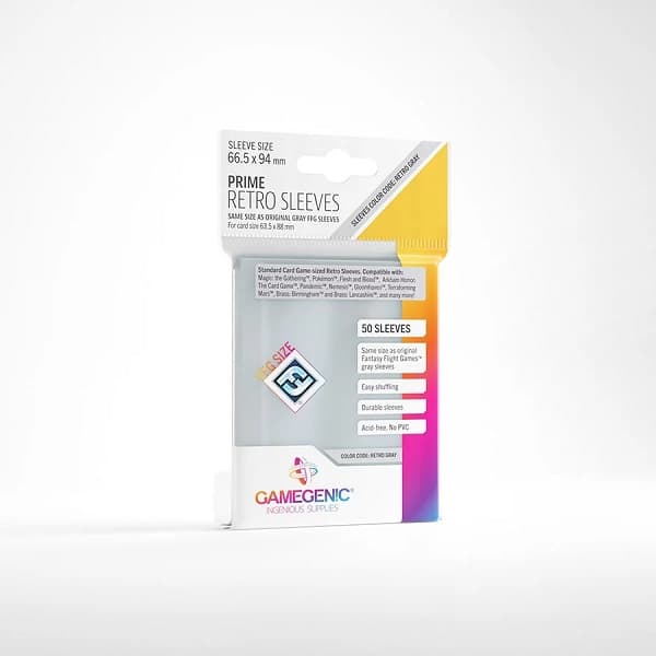 Gamegenic - Prime Retro Sleeves - Clear (Transparent) (50 Kortlommer)