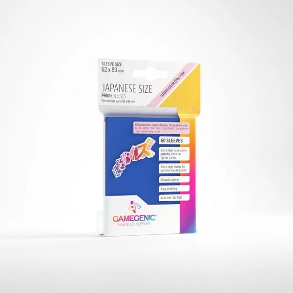 Gamegenic: Prime Sleeves: Small/Japanese Size - Blue (Blå) (60 Kortlommer)