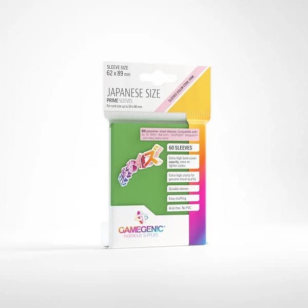 Gamegenic: Prime Sleeves: Small/Japanese Size - Green (Grøn) (60 Kortlommer)