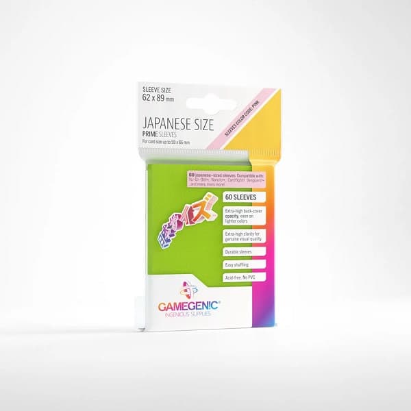 Gamegenic: Prime Sleeves: Small/Japanese Size - Lime Green (Grøn) (60 Kortlommer)