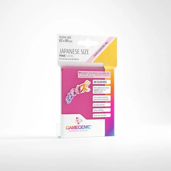 Gamegenic: Prime Sleeves: Small/Japanese Size - Pink (Lyserød) (60 Kortlommer)