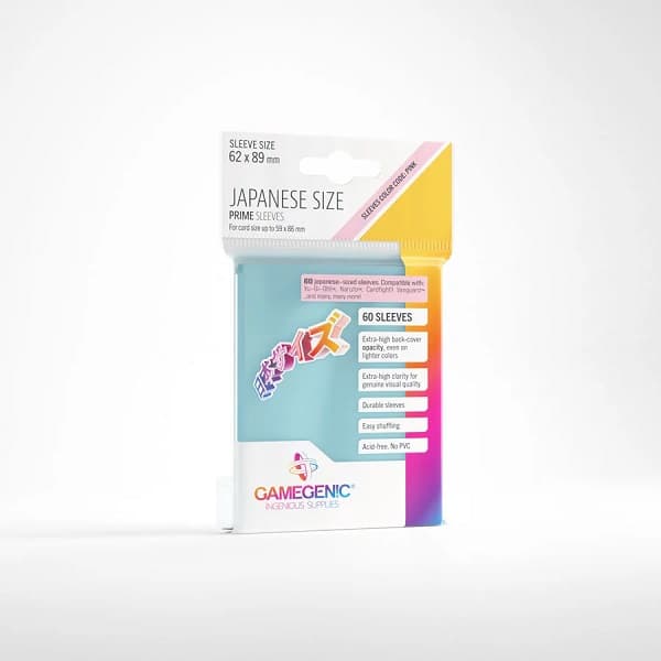Gamegenic: Prime Sleeves: Small/Japanese Size - Clear (Transparent) (60 Kortlommer)