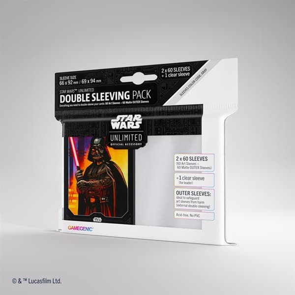 Gamegenic - Star Wars: Unlimited Art Sleeves Double Sleeving Pack - Darth Vader (2x60 Kortlommer)