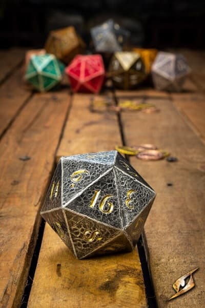 Dice - 20 sidede (D20) Terninger - Steel - Epic Armoury - 8.5cm