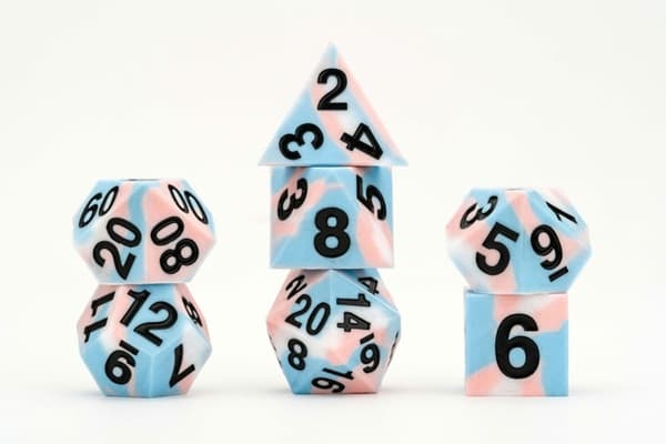 Dice - Terningesæt - 7 terninger - FanRoll/Metallic Dice Games: Pride - Transgender Flag